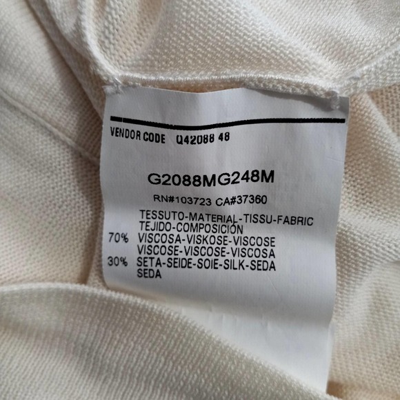 Emporio Armani White V-Neck Silk Blend Sweater Italian Size 40 US 4 - Picture 8 of 9